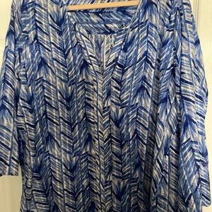 Lilly Pulitzer Lapis Blue Costa Verde 3/4 sleeve Top Blouse size XL